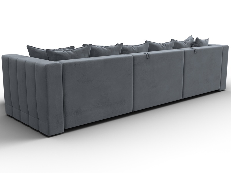 Диван угловой Лига-052 НПБ Лонг угол универсальный, Велюр, TOWER 10 серый