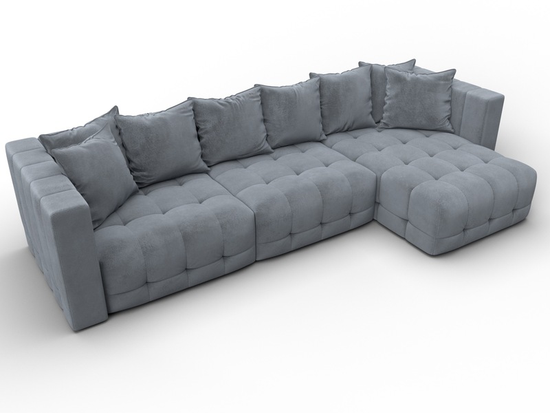 Диван угловой Лига-052 НПБ Лонг угол универсальный, Велюр, TOWER 10 серый