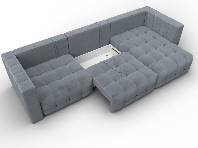 Диван угловой Лига-052 НПБ Лонг угол универсальный, Велюр, TOWER 10 серый