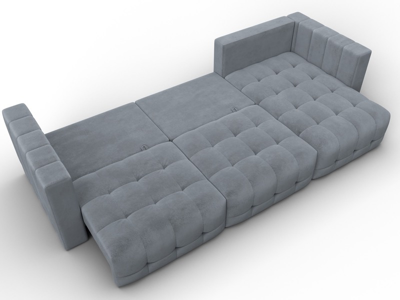 Диван угловой Лига-052 НПБ Лонг угол универсальный, Велюр, TOWER 10 серый