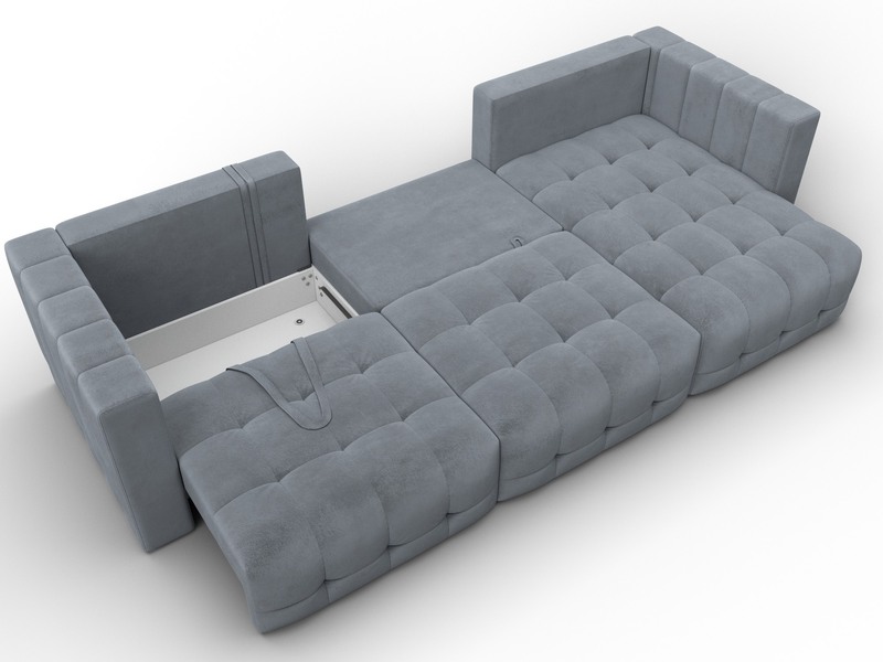 Диван угловой Лига-052 НПБ Лонг угол универсальный, Велюр, TOWER 10 серый