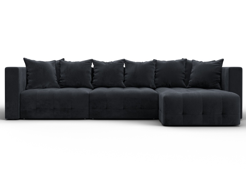 Диван угловой Лига-052 НПБ Лонг угол универсальный, Велюр, TOWER 11 темно-серый