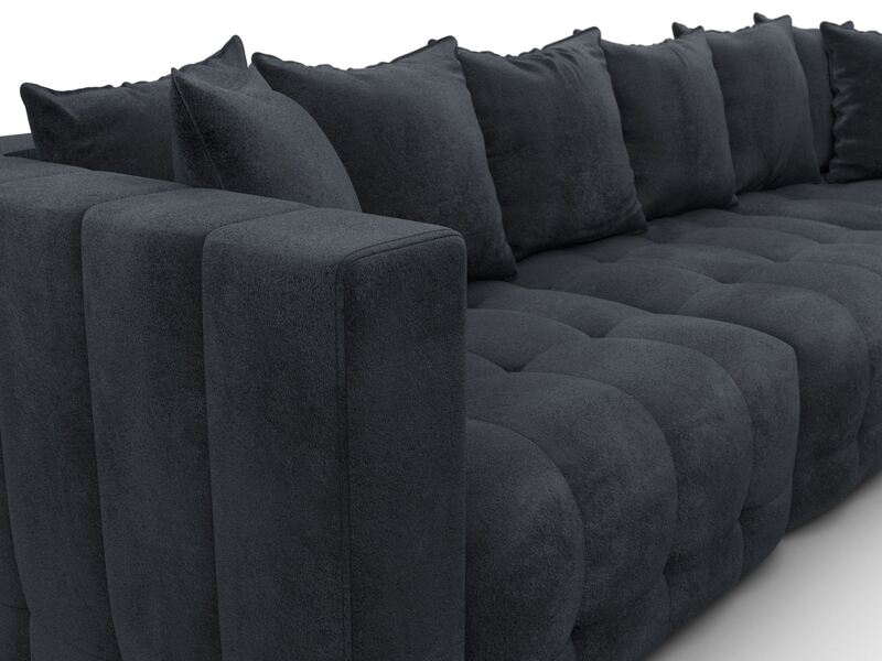 Диван угловой Лига-052 НПБ Лонг угол универсальный, Велюр, TOWER 11 темно-серый