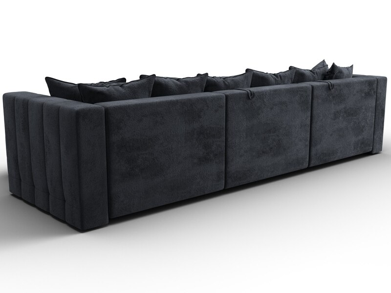 Диван угловой Лига-052 НПБ Лонг угол универсальный, Велюр, TOWER 11 темно-серый