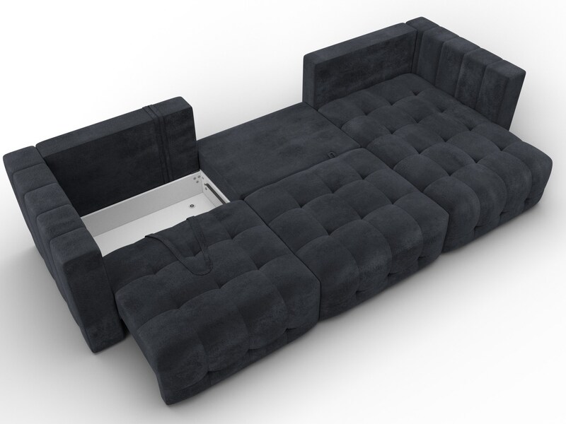 Диван угловой Лига-052 НПБ Лонг угол универсальный, Велюр, TOWER 11 темно-серый