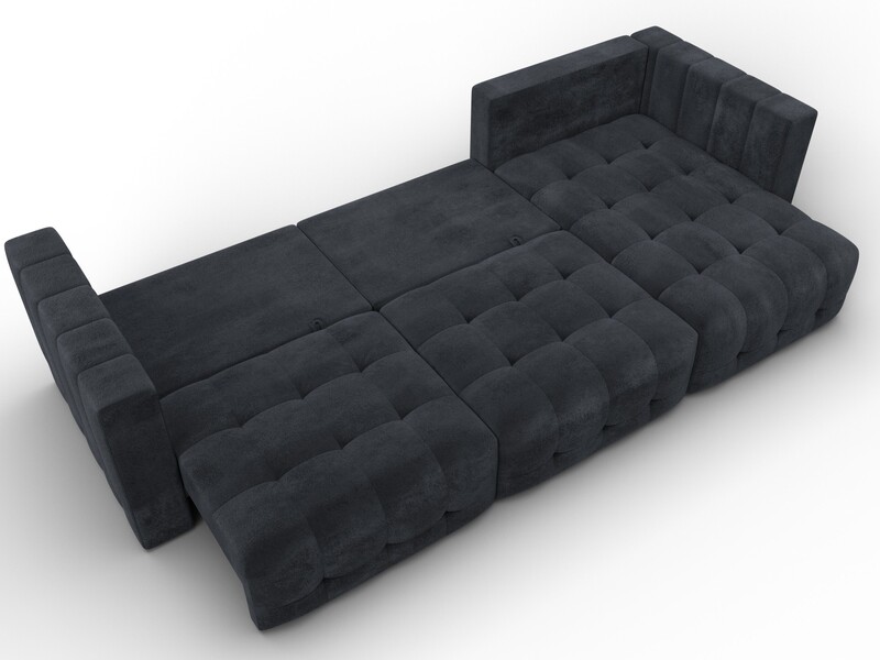 Диван угловой Лига-052 НПБ Лонг угол универсальный, Велюр, TOWER 11 темно-серый