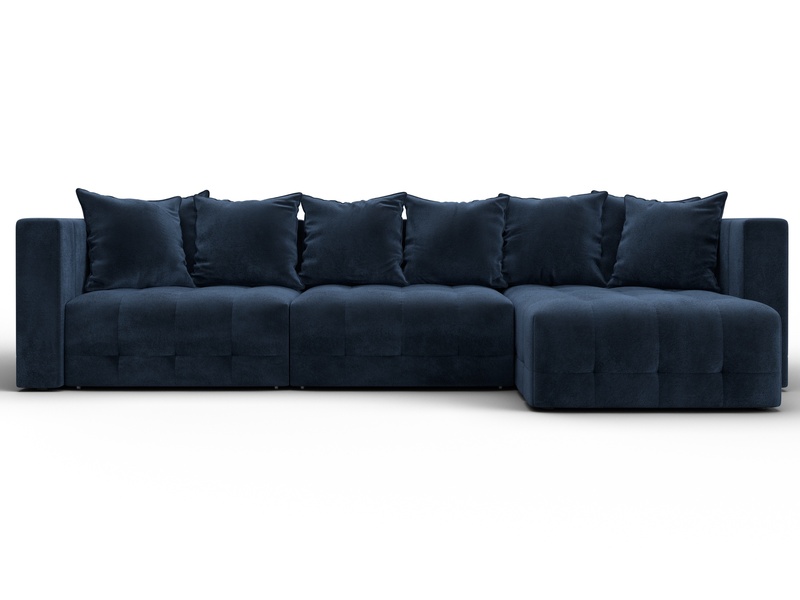 Диван угловой Лига-052 НПБ Лонг угол универсальный, Велюр, TOWER 13 синий