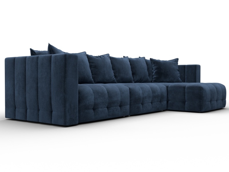 Диван угловой Лига-052 НПБ Лонг угол универсальный, Велюр, TOWER 13 синий