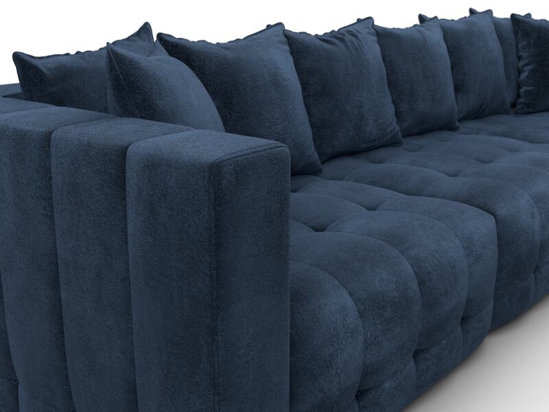 Диван угловой Лига-052 НПБ Лонг угол универсальный, Велюр, TOWER 13 синий