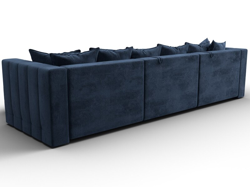 Диван угловой Лига-052 НПБ Лонг угол универсальный, Велюр, TOWER 13 синий