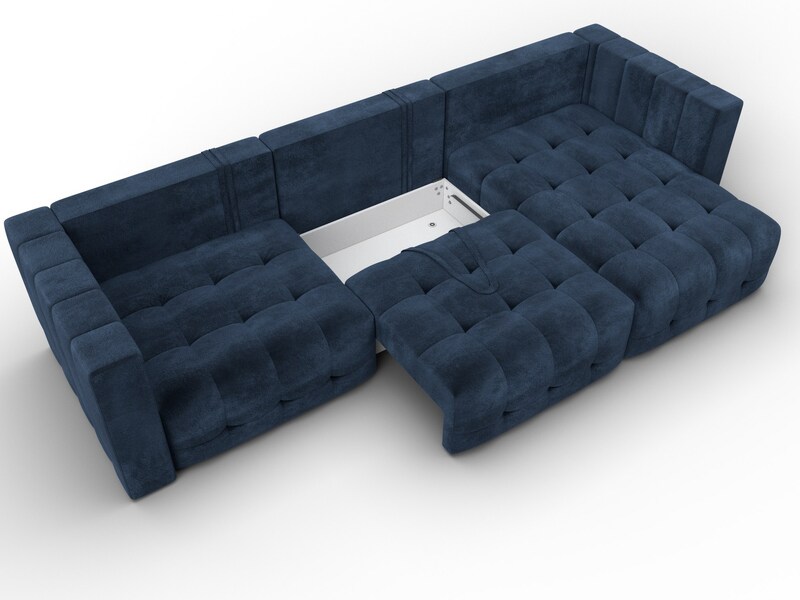 Диван угловой Лига-052 НПБ Лонг угол универсальный, Велюр, TOWER 13 синий