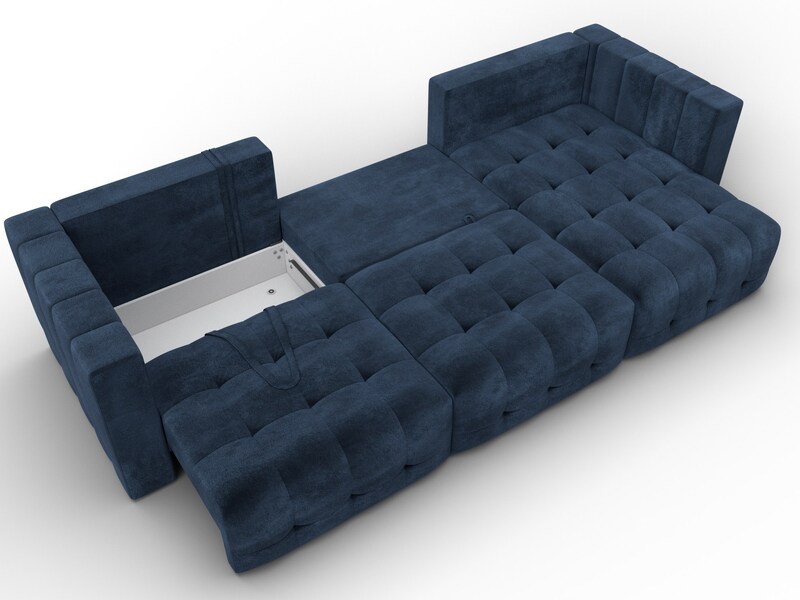 Диван угловой Лига-052 НПБ Лонг угол универсальный, Велюр, TOWER 13 синий