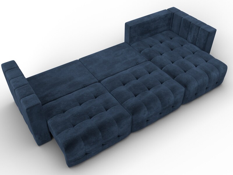 Диван угловой Лига-052 НПБ Лонг угол универсальный, Велюр, TOWER 13 синий