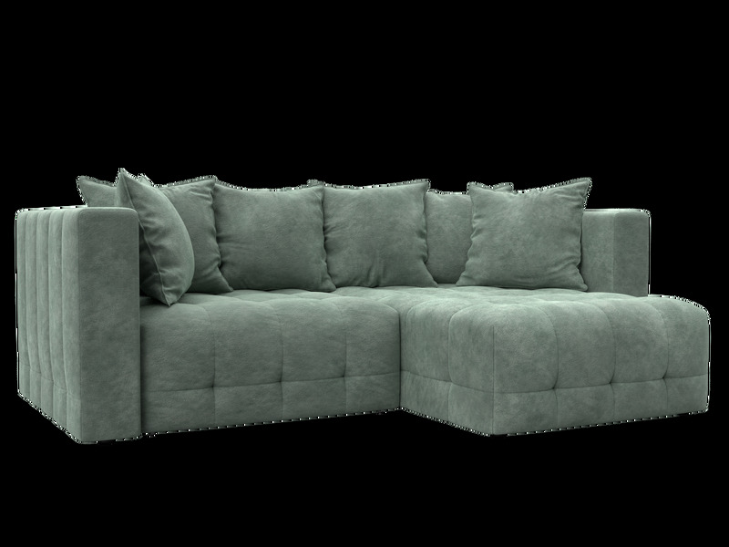 Диван угловой Лига-052 НПБ угол универсальный, Велюр, BRUT 08 зеленый