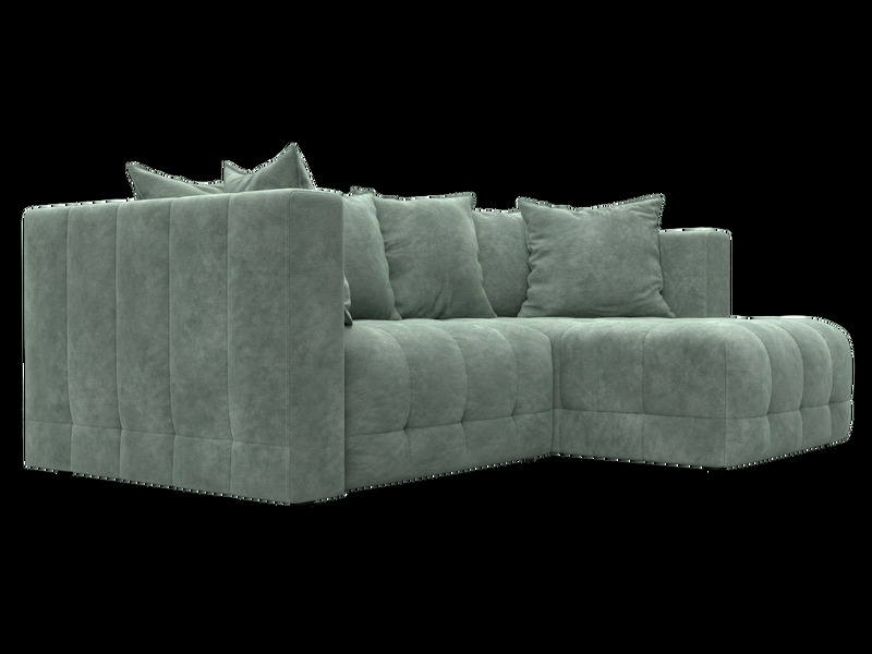 Диван угловой Лига-052 НПБ угол универсальный, Велюр, BRUT 08 зеленый