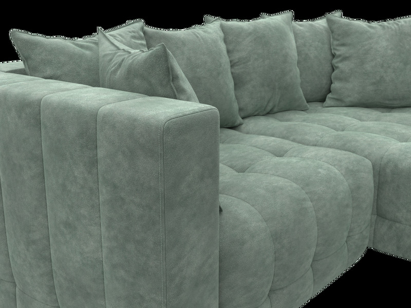 Диван угловой Лига-052 НПБ угол универсальный, Велюр, BRUT 08 зеленый