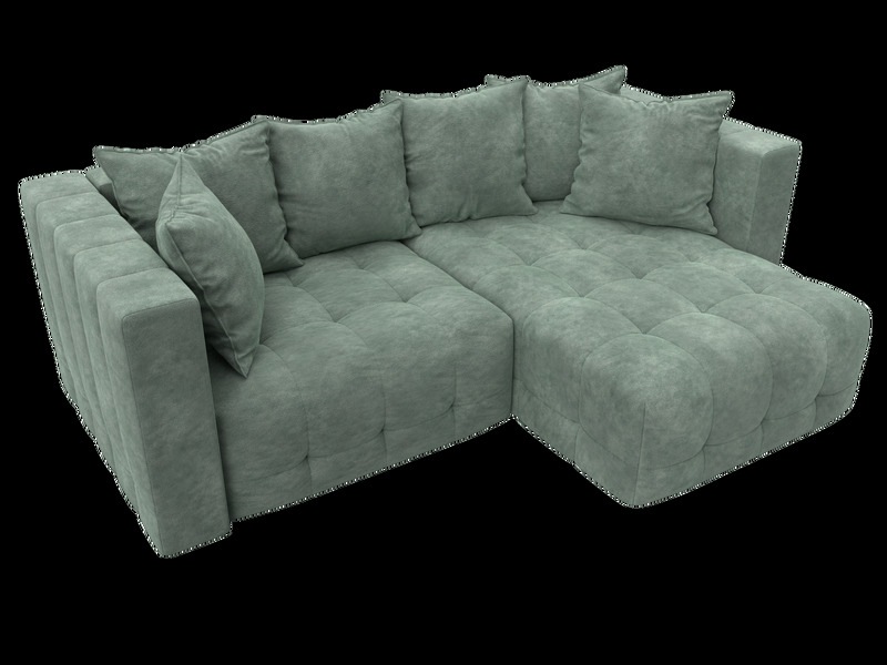 Диван угловой Лига-052 НПБ угол универсальный, Велюр, BRUT 08 зеленый