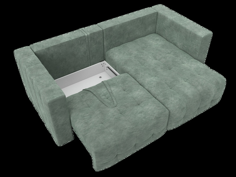Диван угловой Лига-052 НПБ угол универсальный, Велюр, BRUT 08 зеленый