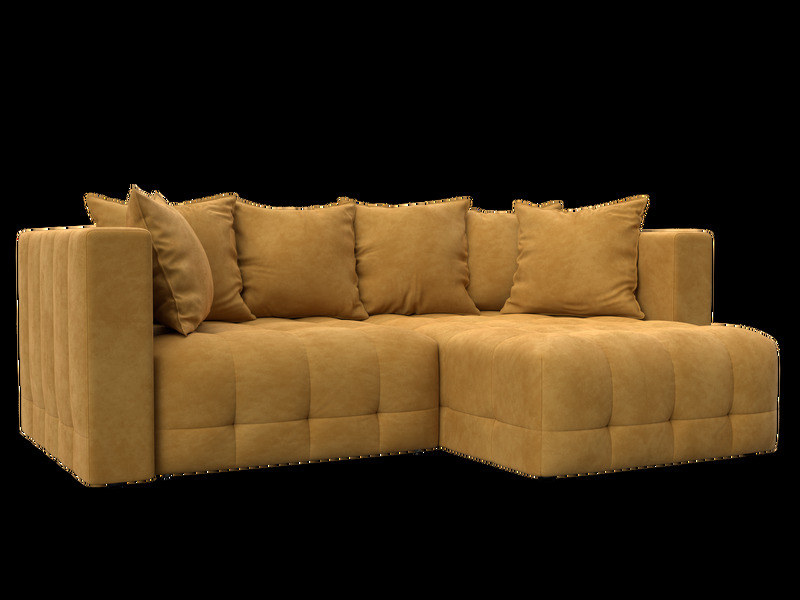 Диван угловой Лига-052 НПБ угол универсальный, Велюр, BRUT 10 желтый