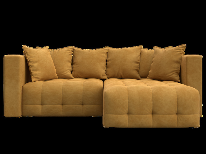 Диван угловой Лига-052 НПБ угол универсальный, Велюр, BRUT 10 желтый