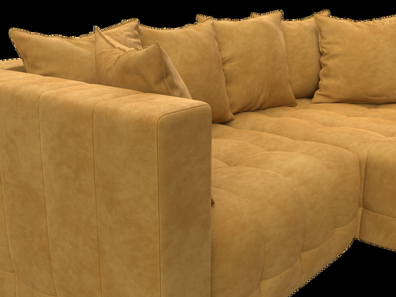 Диван угловой Лига-052 НПБ угол универсальный, Велюр, BRUT 10 желтый