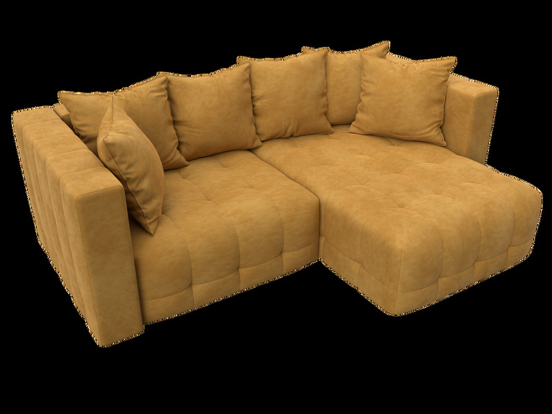 Диван угловой Лига-052 НПБ угол универсальный, Велюр, BRUT 10 желтый
