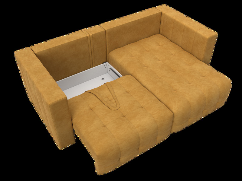 Диван угловой Лига-052 НПБ угол универсальный, Велюр, BRUT 10 желтый