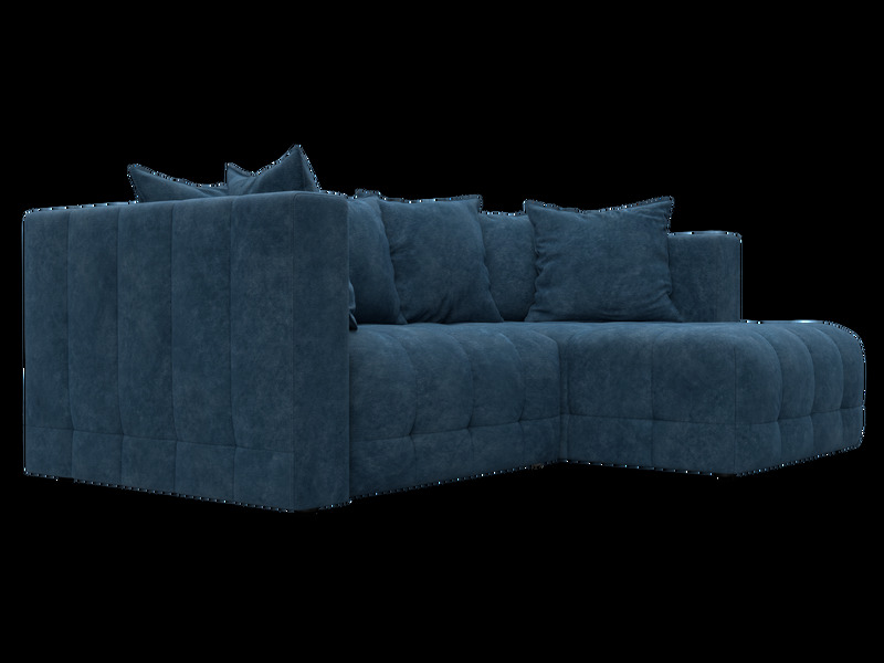 Диван угловой Лига-052 НПБ угол универсальный, Велюр, BRUT 11 синий