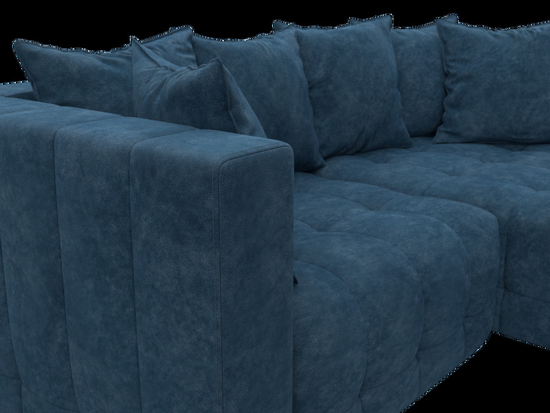 Диван угловой Лига-052 НПБ угол универсальный, Велюр, BRUT 11 синий