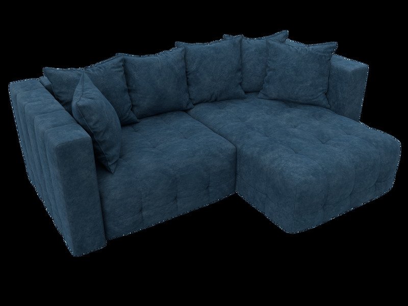 Диван угловой Лига-052 НПБ угол универсальный, Велюр, BRUT 11 синий