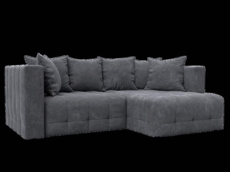 Диван угловой Лига-052 НПБ угол универсальный, Велюр, BRUT 16 темно-серый