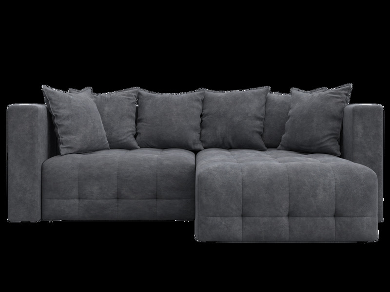 Диван угловой Лига-052 НПБ угол универсальный, Велюр, BRUT 16 темно-серый