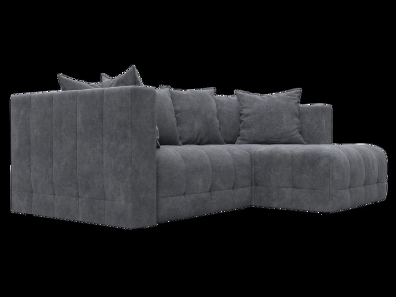 Диван угловой Лига-052 НПБ угол универсальный, Велюр, BRUT 16 темно-серый