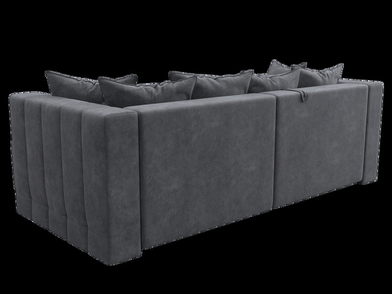 Диван угловой Лига-052 НПБ угол универсальный, Велюр, BRUT 16 темно-серый