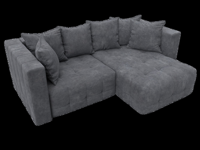Диван угловой Лига-052 НПБ угол универсальный, Велюр, BRUT 16 темно-серый