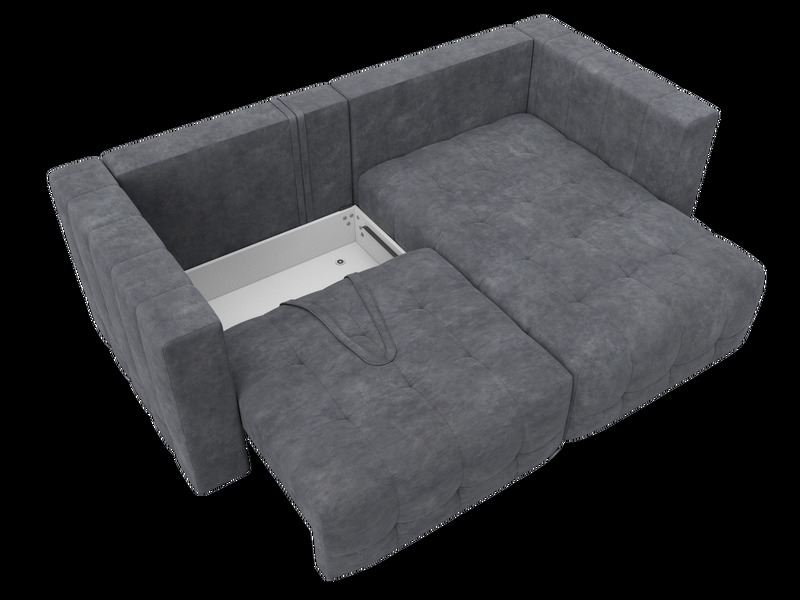 Диван угловой Лига-052 НПБ угол универсальный, Велюр, BRUT 16 темно-серый