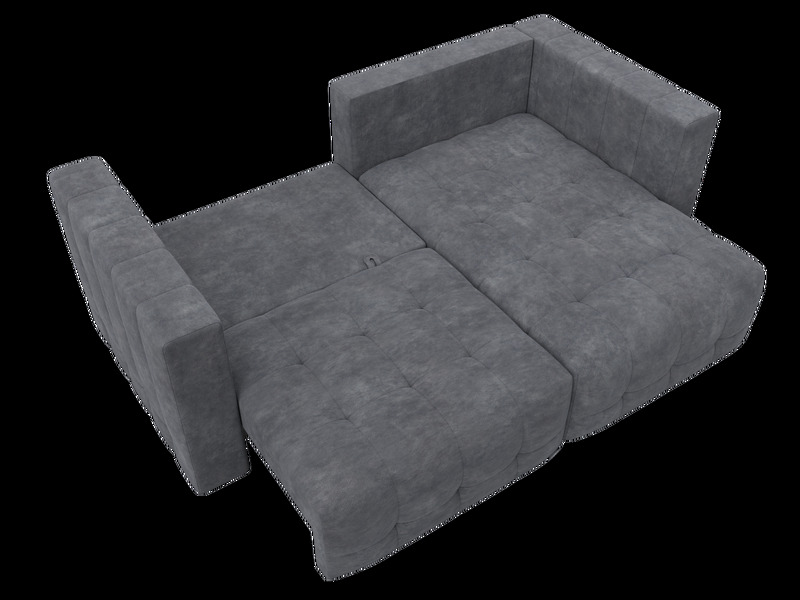 Диван угловой Лига-052 НПБ угол универсальный, Велюр, BRUT 16 темно-серый