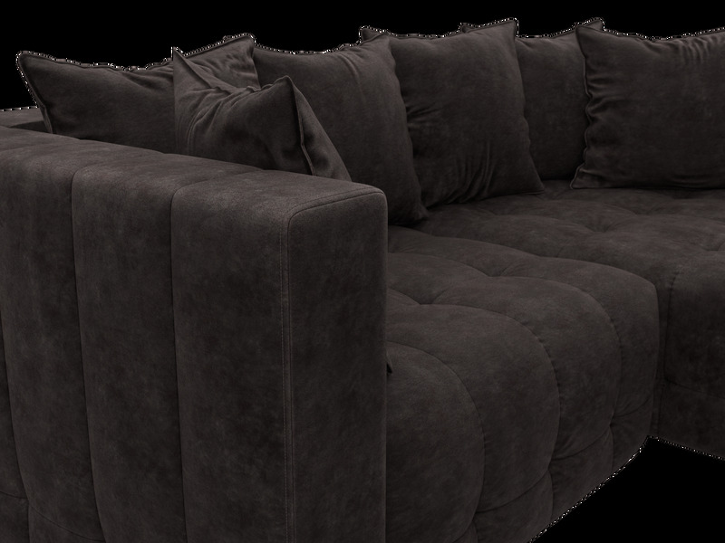 Диван угловой Лига-052 НПБ угол универсальный, Велюр, BRUT 17 коричневый