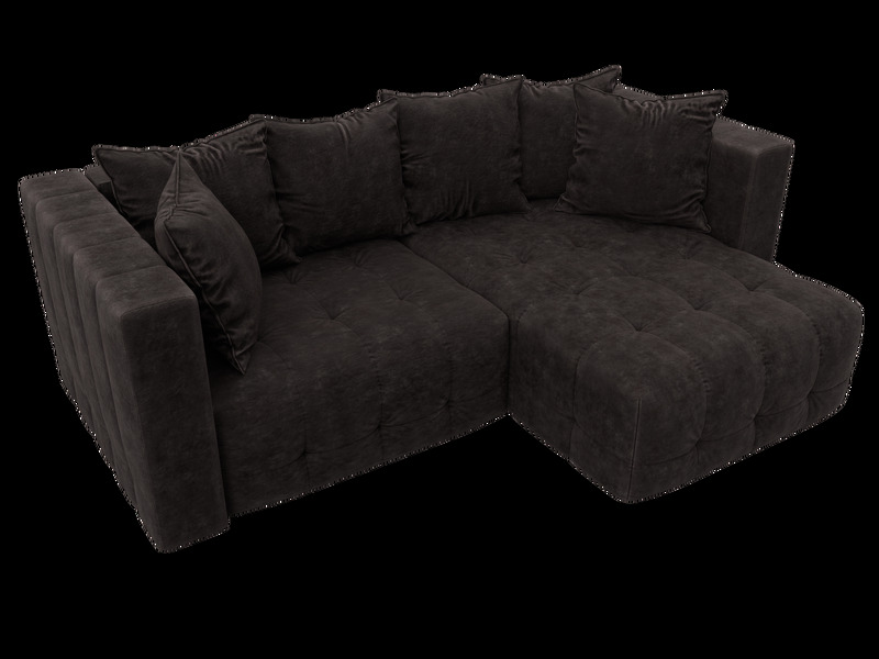 Диван угловой Лига-052 НПБ угол универсальный, Велюр, BRUT 17 коричневый