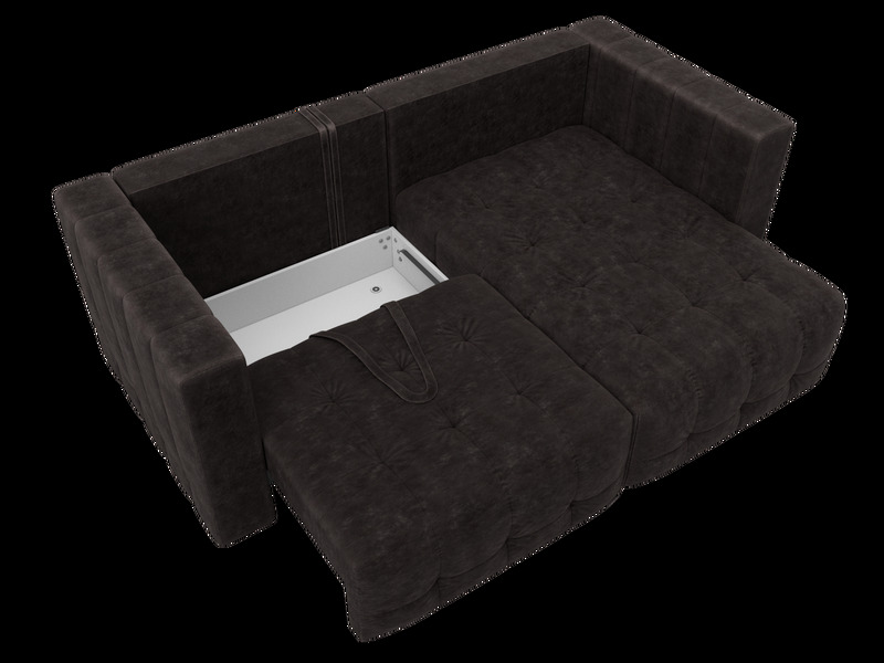 Диван угловой Лига-052 НПБ угол универсальный, Велюр, BRUT 17 коричневый