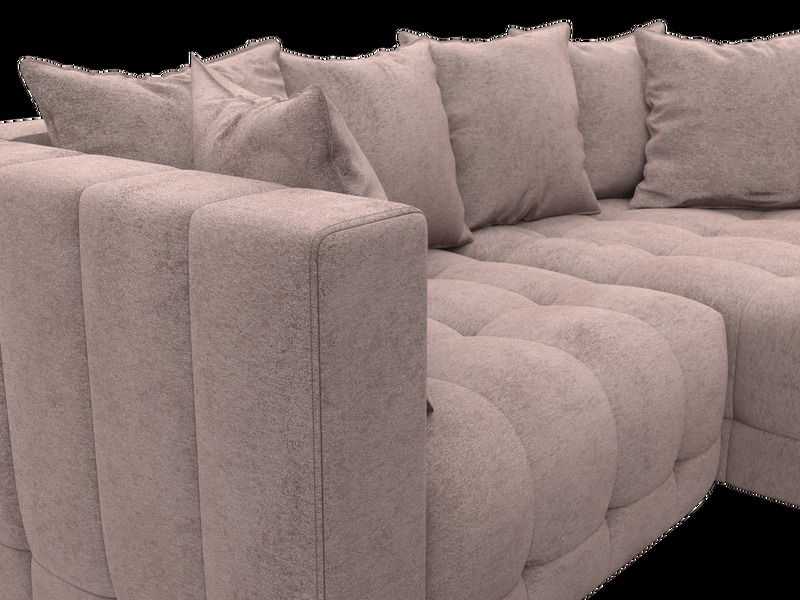 Диван угловой Лига-052 НПБ угол универсальный, Велюр, TOWER 05 бежевый