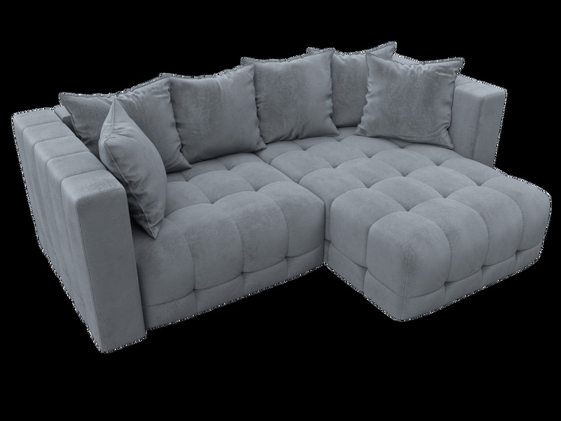 Диван угловой Лига-052 НПБ угол универсальный, Велюр, TOWER 10 серый