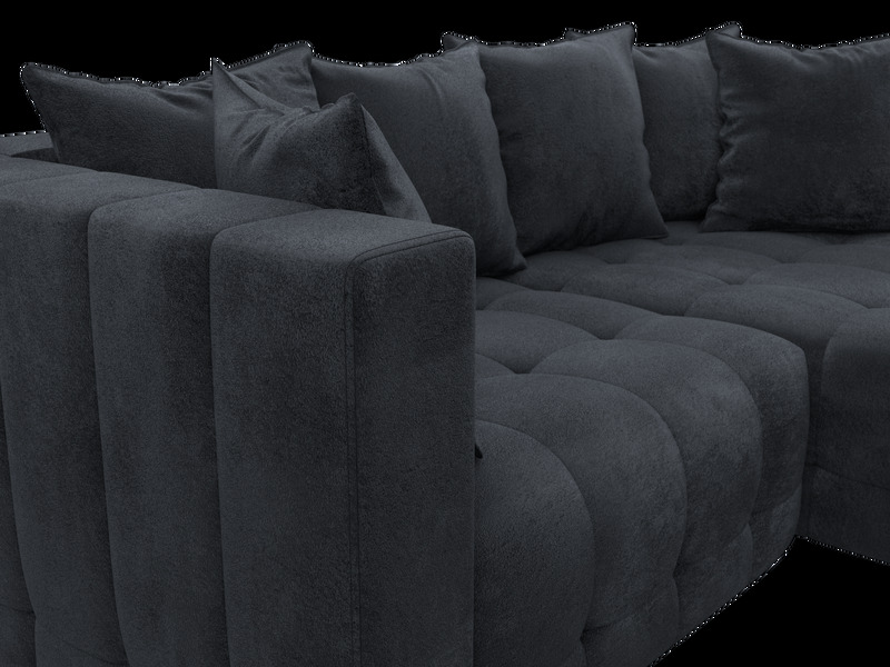 Диван угловой Лига-052 НПБ угол универсальный, Велюр, TOWER 11 темно-серый