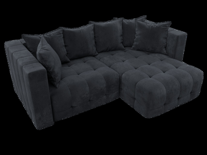 Диван угловой Лига-052 НПБ угол универсальный, Велюр, TOWER 11 темно-серый
