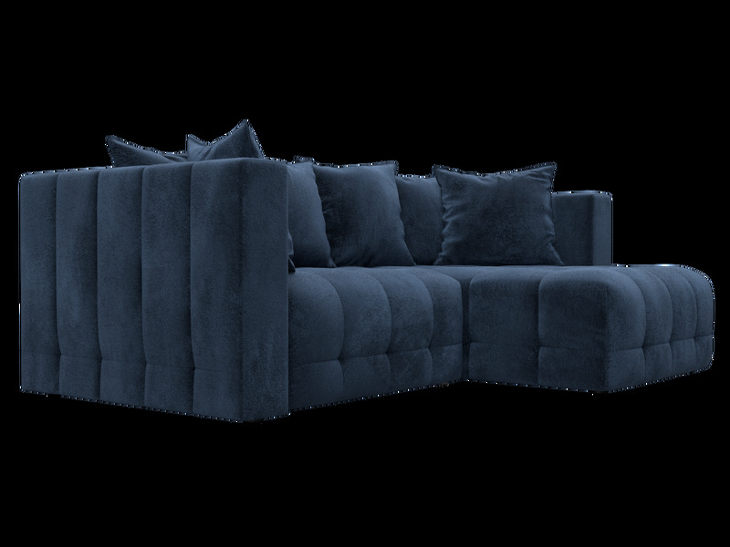 Диван угловой Лига-052 НПБ угол универсальный, Велюр, TOWER 13 синий