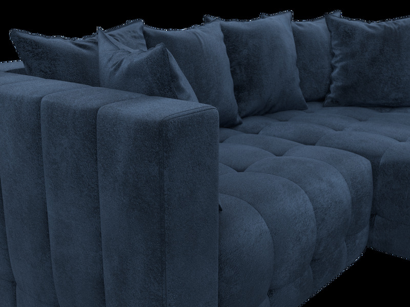 Диван угловой Лига-052 НПБ угол универсальный, Велюр, TOWER 13 синий