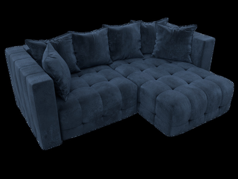 Диван угловой Лига-052 НПБ угол универсальный, Велюр, TOWER 13 синий