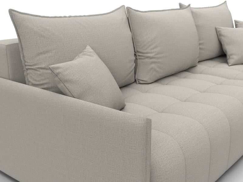 Диван угловой Лига-054 НПБ угол универсальный, Рогожка, Амур 02 бежевый