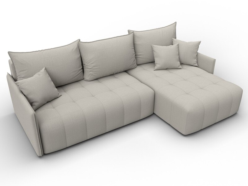 Диван угловой Лига-054 НПБ угол универсальный, Рогожка, Амур 02 бежевый