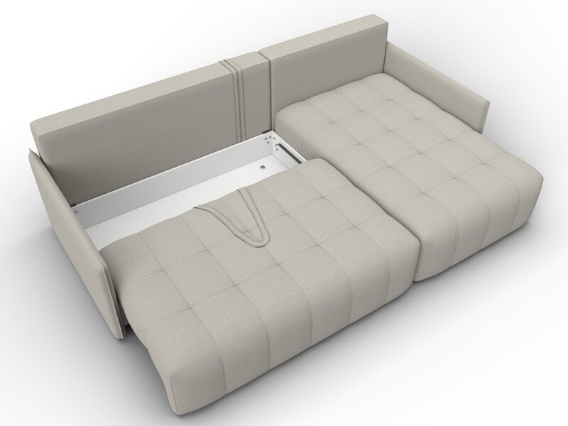 Диван угловой Лига-054 НПБ угол универсальный, Рогожка, Амур 02 бежевый